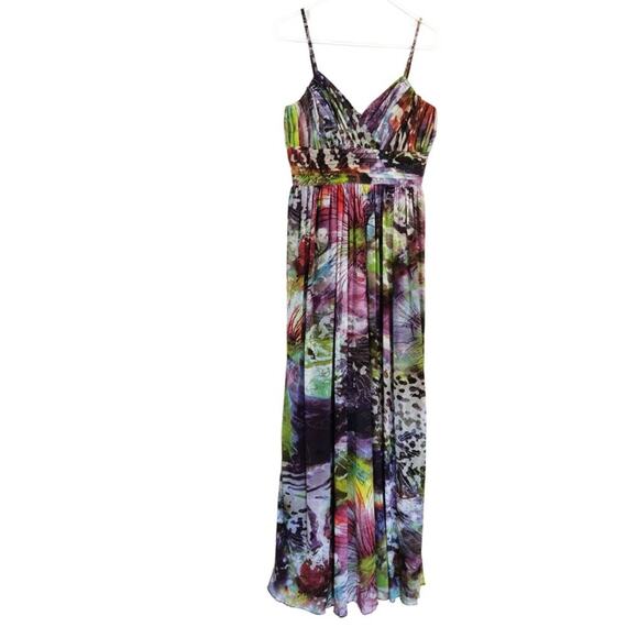 Decode 1.8 Maxi Dress Abstract Ruched Sleeveless - Multicolor- sz 6 - EUC - Picture 1 of 10